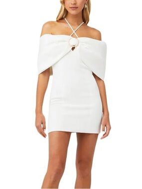 Elliatt White Off-Shoulder Mini Dress with Front Ring